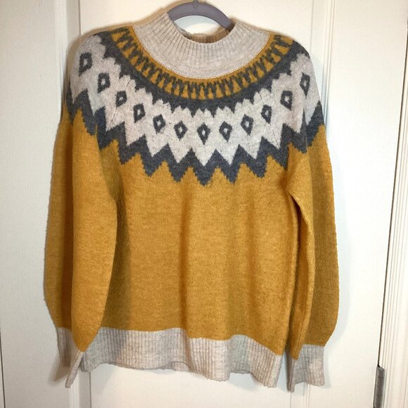 Vero Moda Women's Icelandic Style Sweater Yellow Turtleneck Size S Warm Cozy - Picture 1 of 6